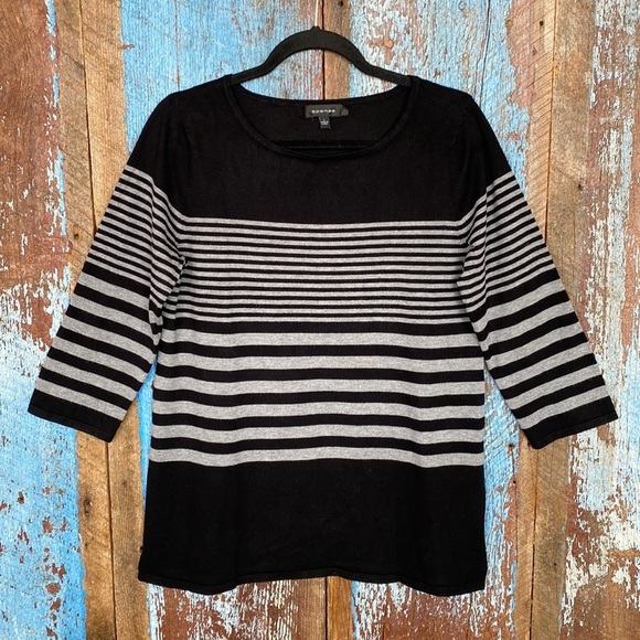 Spence Black & Gray Striped Sweater - Picture 1 of 4